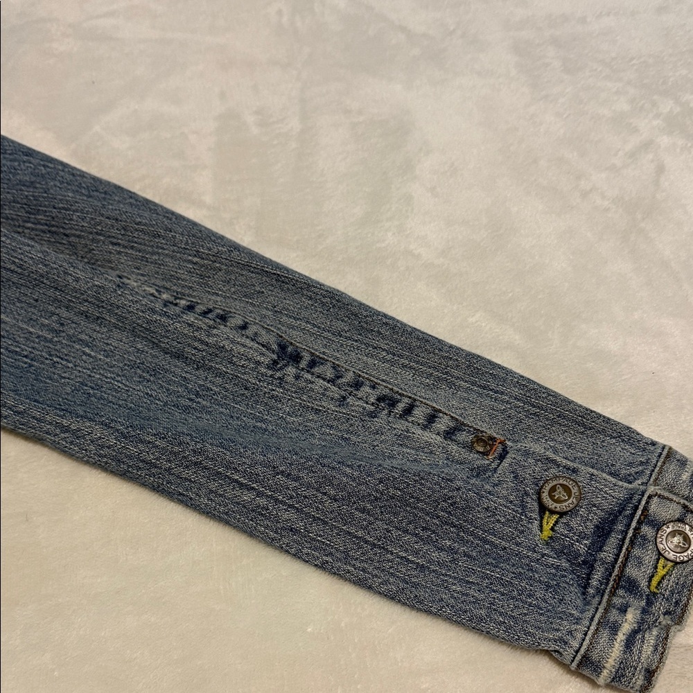 Rampage Y2K Denim Jacket Cropped Light Wash Jean Jacket Large - Picture 12 of 13